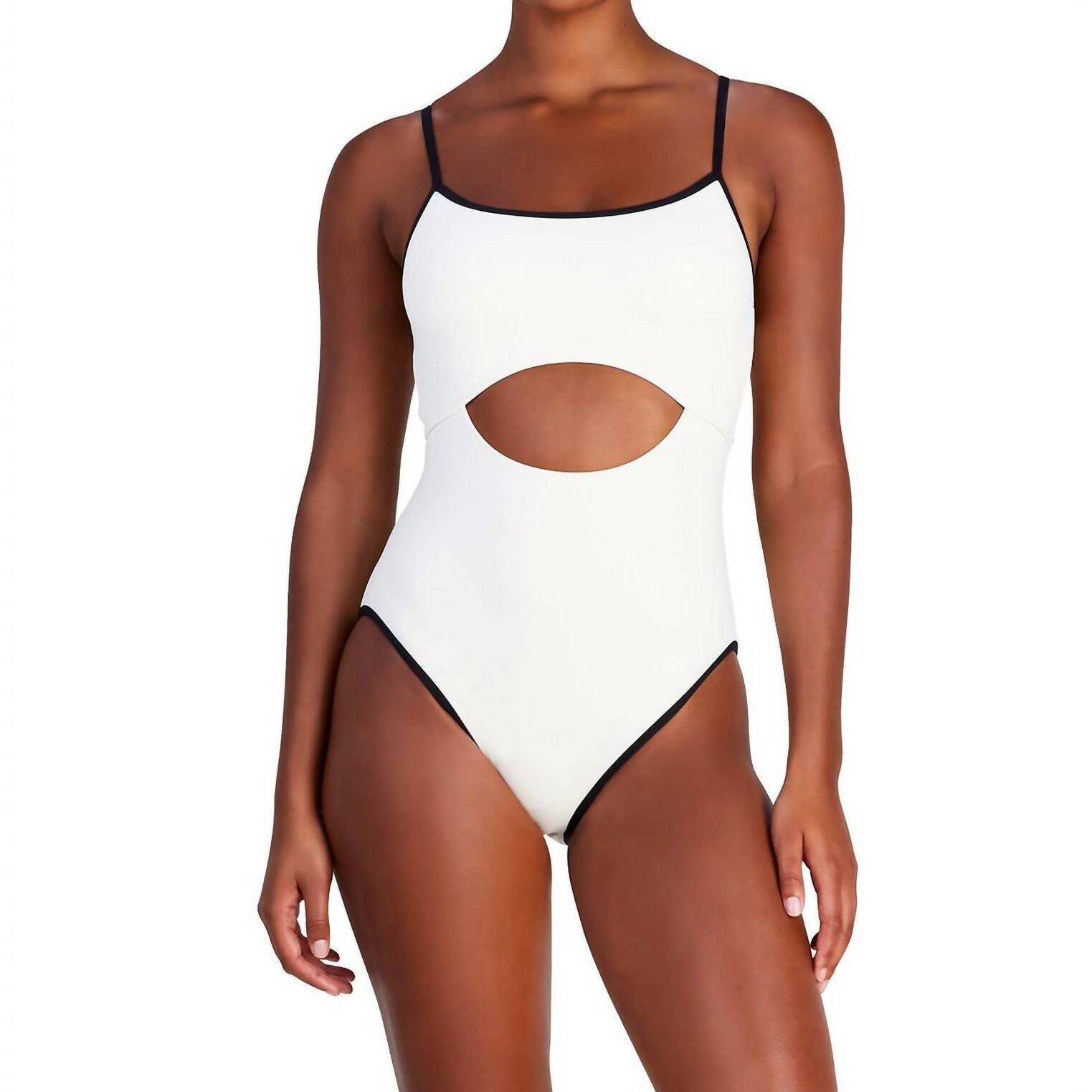 New Kate Spade Cut Out One Piece Swimsuit In Contrast Solids